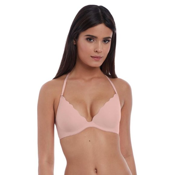 Wacoal BTemptd - BWowd Convertible Scalloped Push Up Bra Rose Smoke Pink Mult Sz - Picture 2 of 6